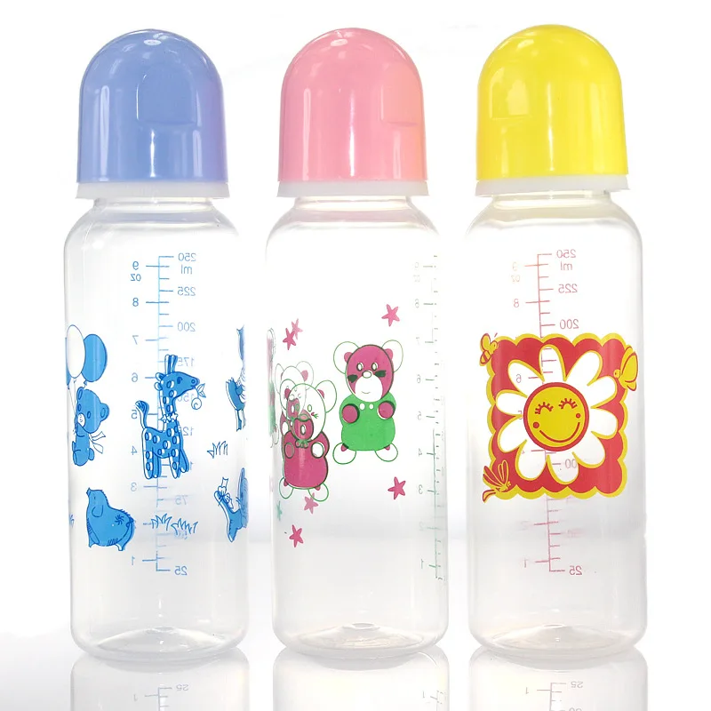 250ML Baby Bottle Infant Newborn Children Learn Feeding Drinking Milk Bottles Portable Breast Nipple Bottles Random Pattern water bottle,milk bottle,feeding bottle