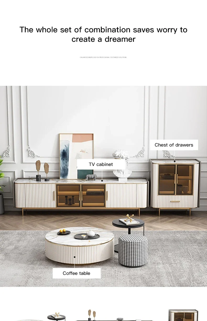 Description Picture 6 of itemLuxury Marble Top Minimalist Round Sliding Dining Table With 4 Chairs For Small Apartment Home Furniture Kitchen Table