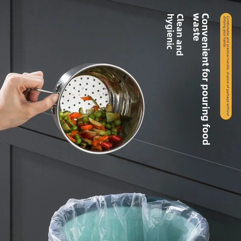 Stainless Steel Hanging Drain Basket Sink Garbage Filter Screen Storage Rack Kitchen for Pouring Leftovers and Preventing