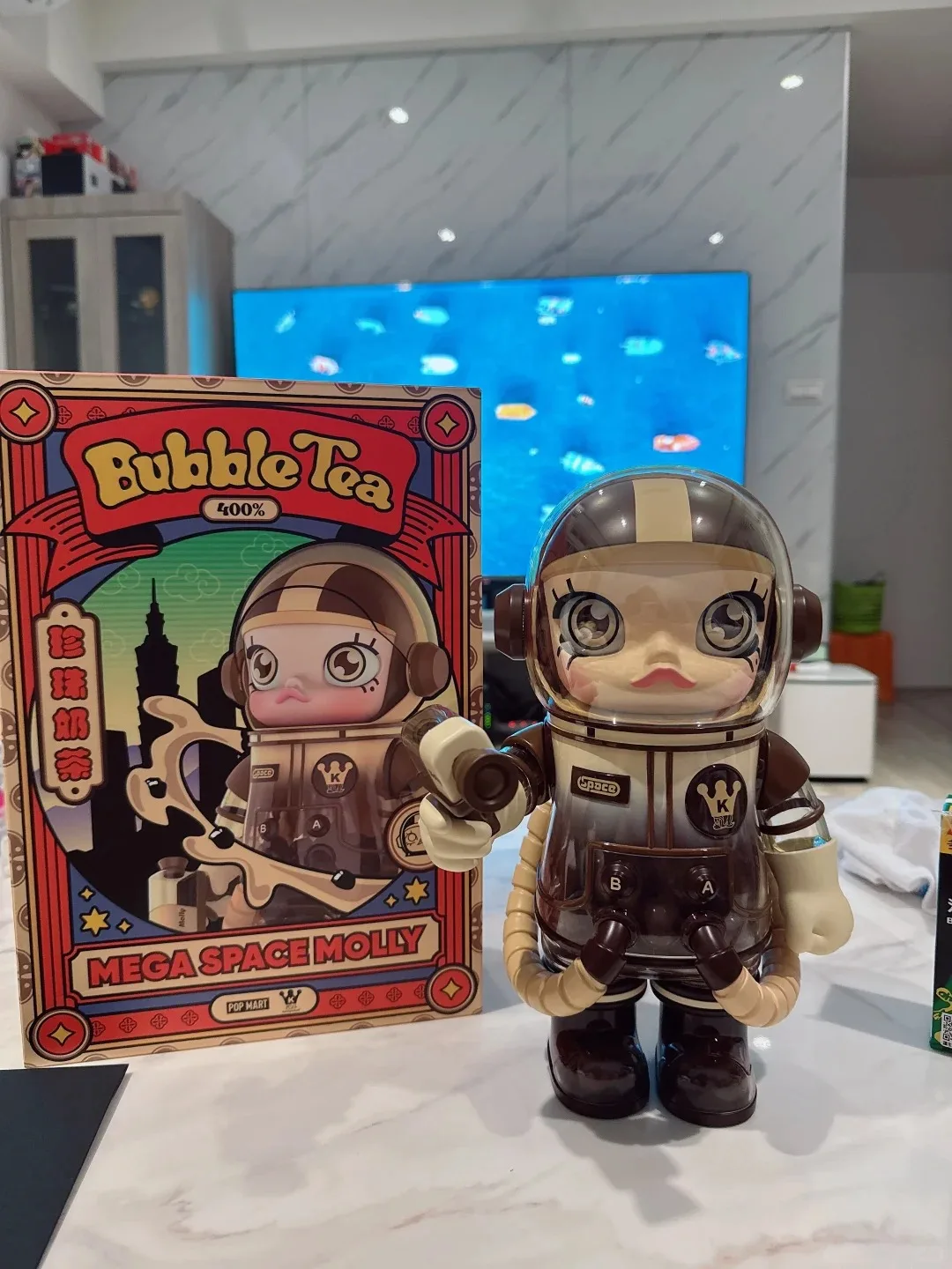 Genuine POP MART MEGA SPACE MOLLY 400% Pearl Milk Tea Series MEGA