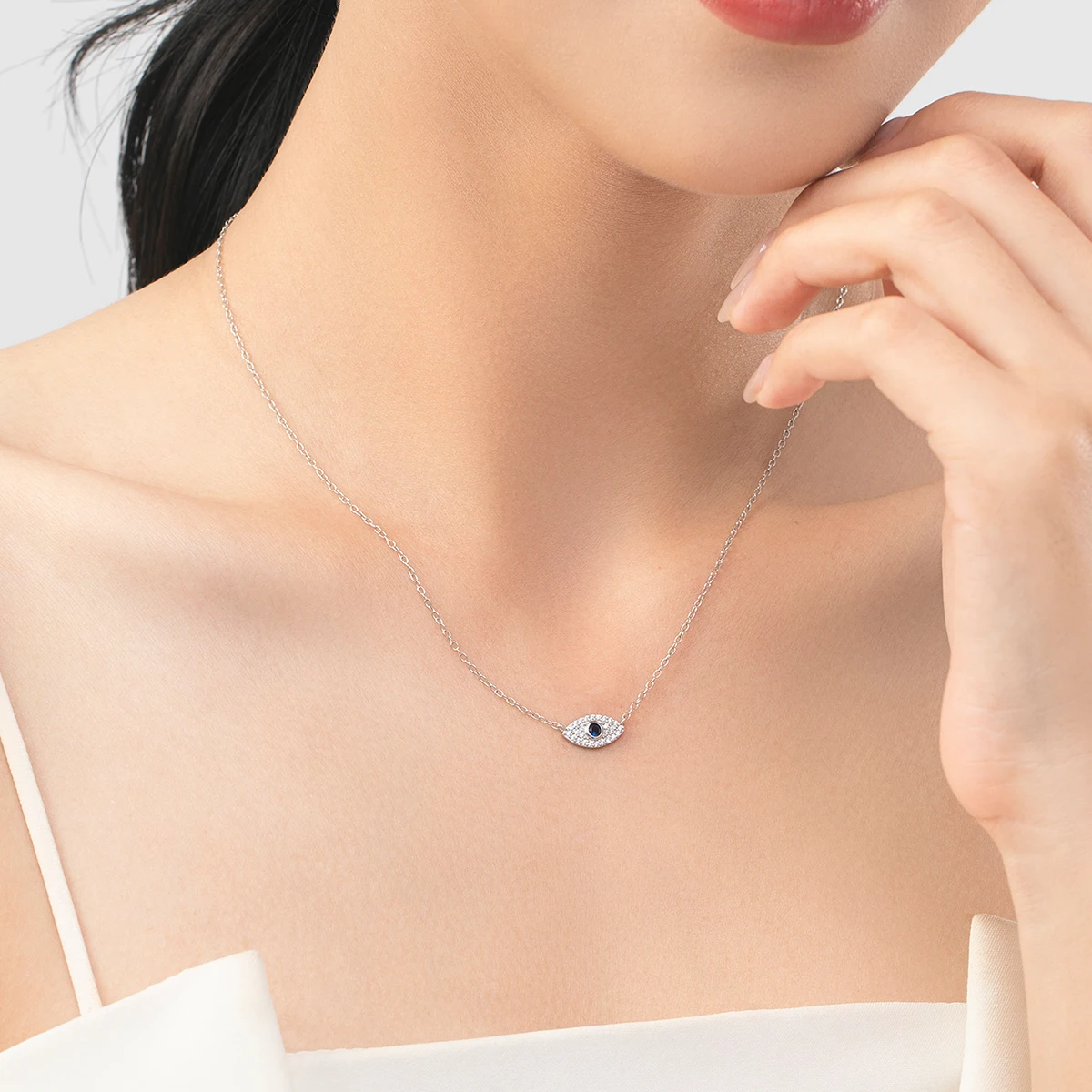 MODIAN 925 Sterling Silver Simple Trendy Blue Eye's Pave Setting Jewelry Sets For Women Fine Rings Necklace Bracelets Gifts