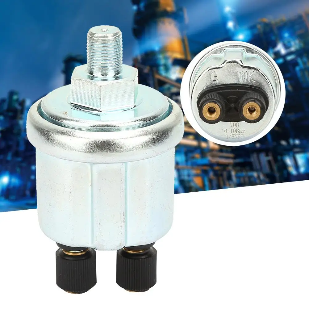 Universal 1/8 NPTF Dual Head Oil Pressure Sensor for vdo 0-10bar-Car Engine Gauge Replacement