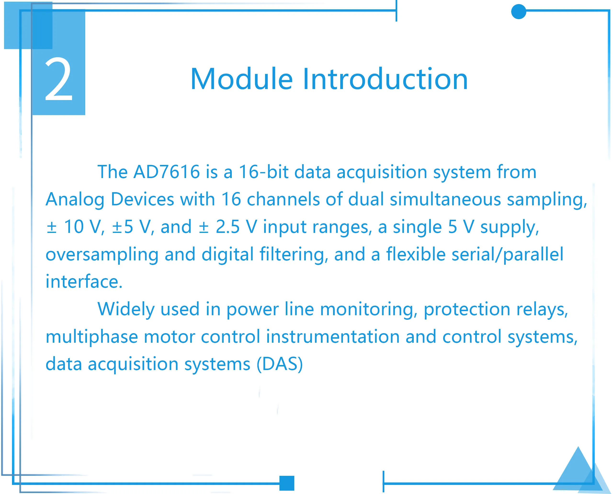 AD7616 analog-to-digital conversion module, 16-bit, 16-channel, high-speed ADC d