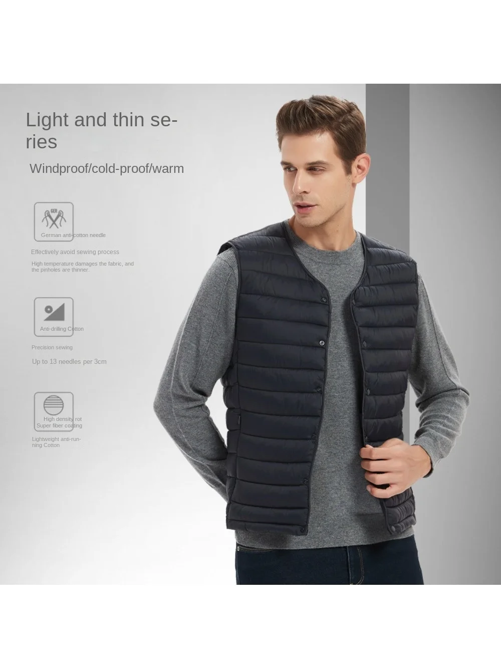 

Down Cotton Vest Men's Lightweight Vest Warm Cotton-padded Jacket Men's Winter Coat Lightweight Warm Comfortable Heating Vest