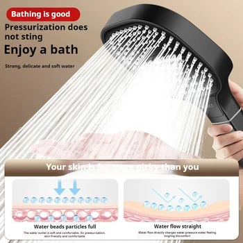 Pannello grande da 13 cm Soffione doccia a 3 modalità Soffione doccia con massaggio ad alta pressione con filtro Ugello doccia per bagno a risparmio idrico in ABS 1