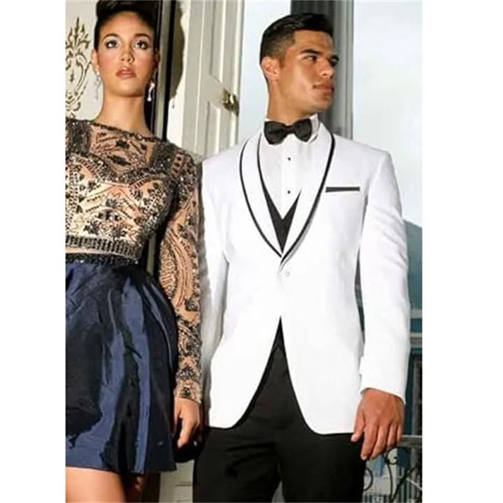Men's 3 Piece Tuxedo Suit Slim Fit Shawl Lapel One Button Blazer Dinner Business Wedding Suits Set