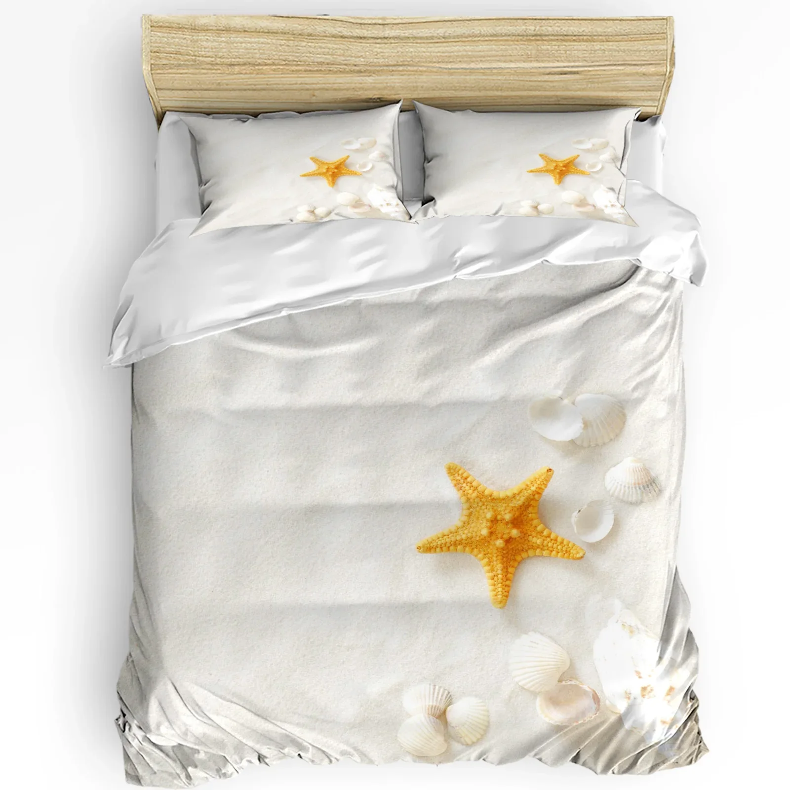 

Seashells Conch Starfish Beach Sand Bedding Set 3pcs Duvet Cover Pillowcase Kids Adult Quilt Cover Double Bed Set Home Textile