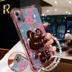 Vibrant Floral Phone Case Set with Lanyard and Stand - 3 Pack - Motorola Moto G56 (Pink)