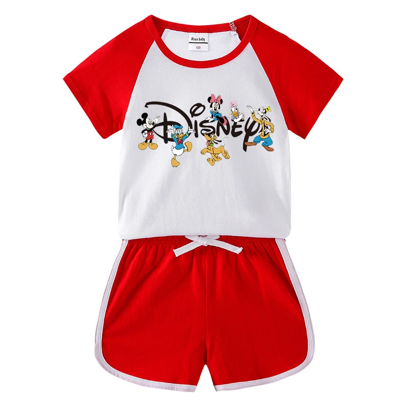 Summer Kids Baby Clothes Set Causal Disney Cartoon Print Sleeveless Baby Tops+Baby Shorts 2pcs Sport Suit Girls Clothing Set newborn baby clothing gift set