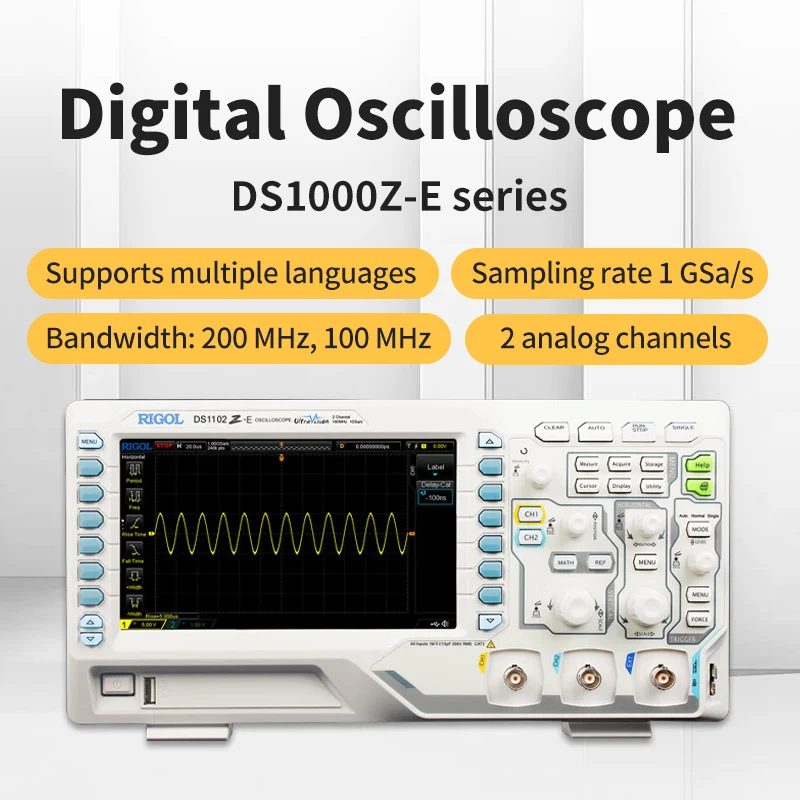 DS1102Z-E Digital Oscilloscope 2 analog channels 100MHz bandwidth 