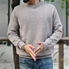 Sauce Zhan Mens Sweater Pullover Sweaters for Men O-neck Solid Color 100% Sheep's Wool Autumn Winter Sweater  High Density 1