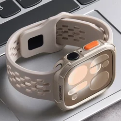 Durable TPU Case with Silicone Bands for Apple Watch - Protective Cover Set (Starlight)