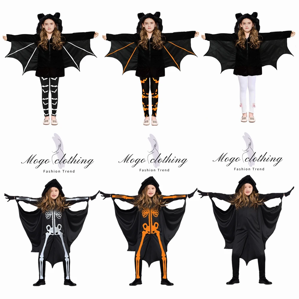 

Kids Halloween Vampire Bat Cosplay Costume Boy Girl Anime Superhero Hooded Jacket Pumpkin Pants Party Suits Performance clothing