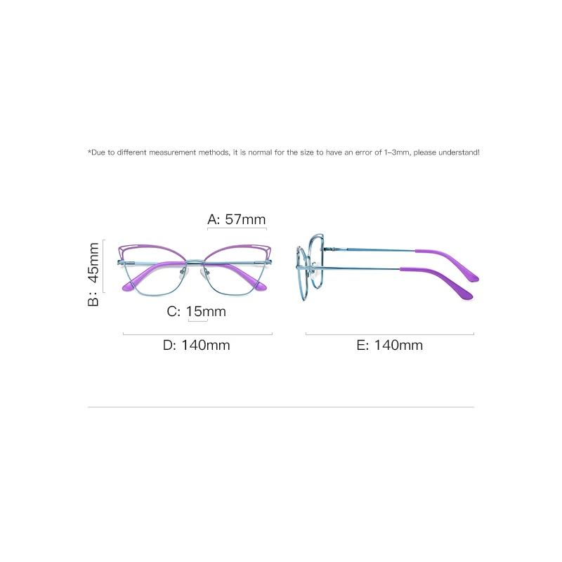 Women's Blue Light Blocking Cat Eye Metal Glasses Frame Anti Radiation Protection