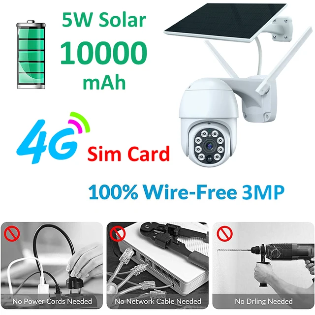EU Tuya 4G Sim Camera Auto Tracking 3MP 10400mAh Battery 5W Solar Panel for Outdoor Camera Waterproof Cameras for Home Security 2