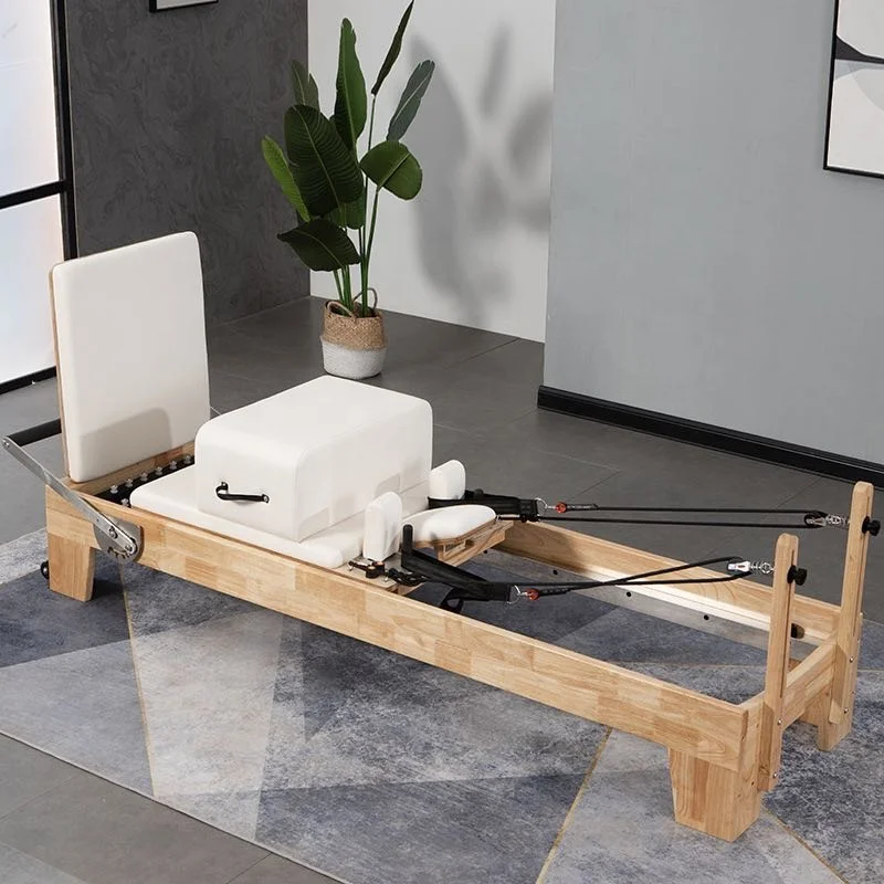 Longotech Di Alta Qualità Yoga Pilates Training Reformer Bed Per Core Oak Wood Exercise Equipment