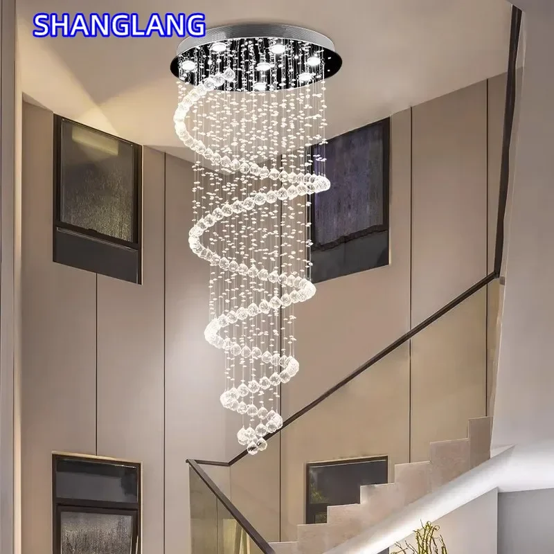 Spiral Crystal LED Ceiling Chandelier Light For Bedroom Living