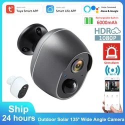 Alexa Google Tuya 3MP Battery Siren Wireless WiFi CCTV Security Solar IP66 Outdoor Infrared Audio Video Surveillance FHD Camera