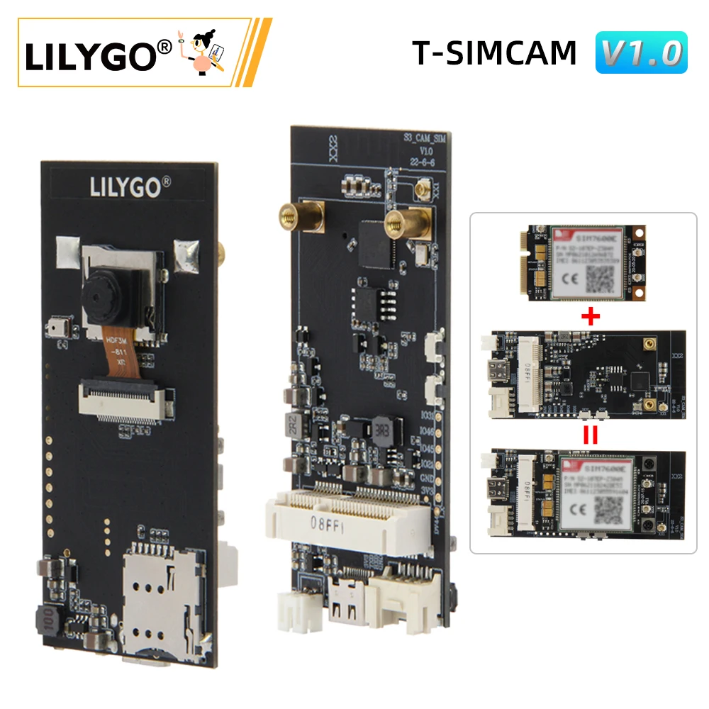 Lilygo® T-simcam Cam Development Board Wifi Bluetooth 5.0 Módulo sem Fio Ov2640 Ov5640 Esp32-s3 Câmera Adaptar Ir-cut Sim
