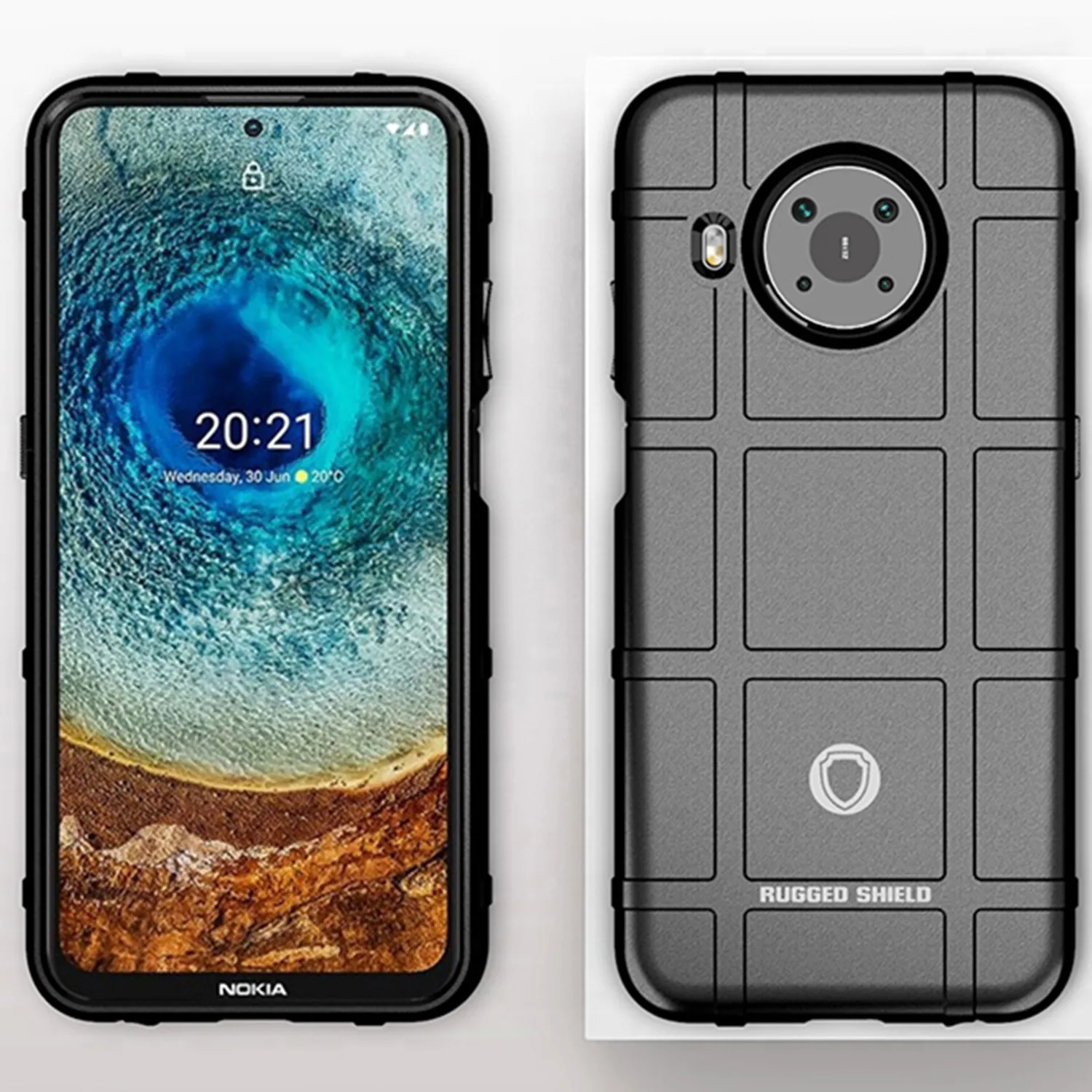 Durable Armor Matte Shockproof Shield Silicone Phone Case - Black