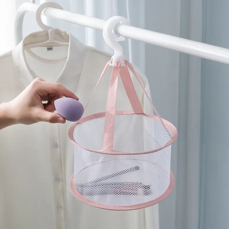 Clothes Drying Net Mini Underwear Socks Hanging Basket Dustproof Windproof Cosmetic Sponge Puff Brush Drying Net Laundry Storage 4
