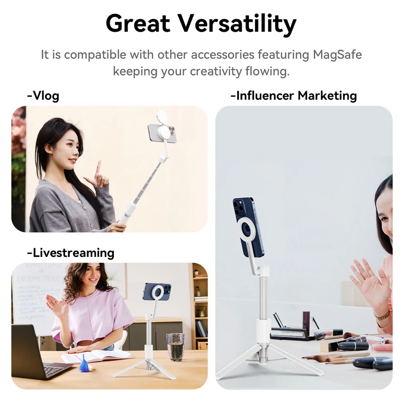 Rollei Magnetic Smartphone Selfie Tripod: Mini-statief met afstandsbediening, in hoogte verstelbaar tot 65.6 cm, 3-in-1: statief, selfiestick, Bluetooth, compact en stabiel Rollei Magnetic Smartphone Selfie Tripod: Mini-statief met afstandsbediening, in hoogte verstelbaar tot 65.6 cm, 3-in-1: statief, selfiestick, Bluetooth, compact en stabiel