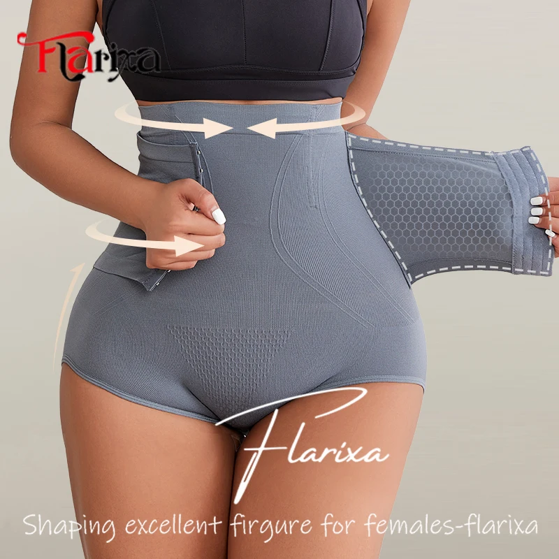 Flarixa Waist Trainer Tummy Control Underwear Panties Women Seamless High Waist Briefs With Hooks Butt Lifter Body Shapewear
