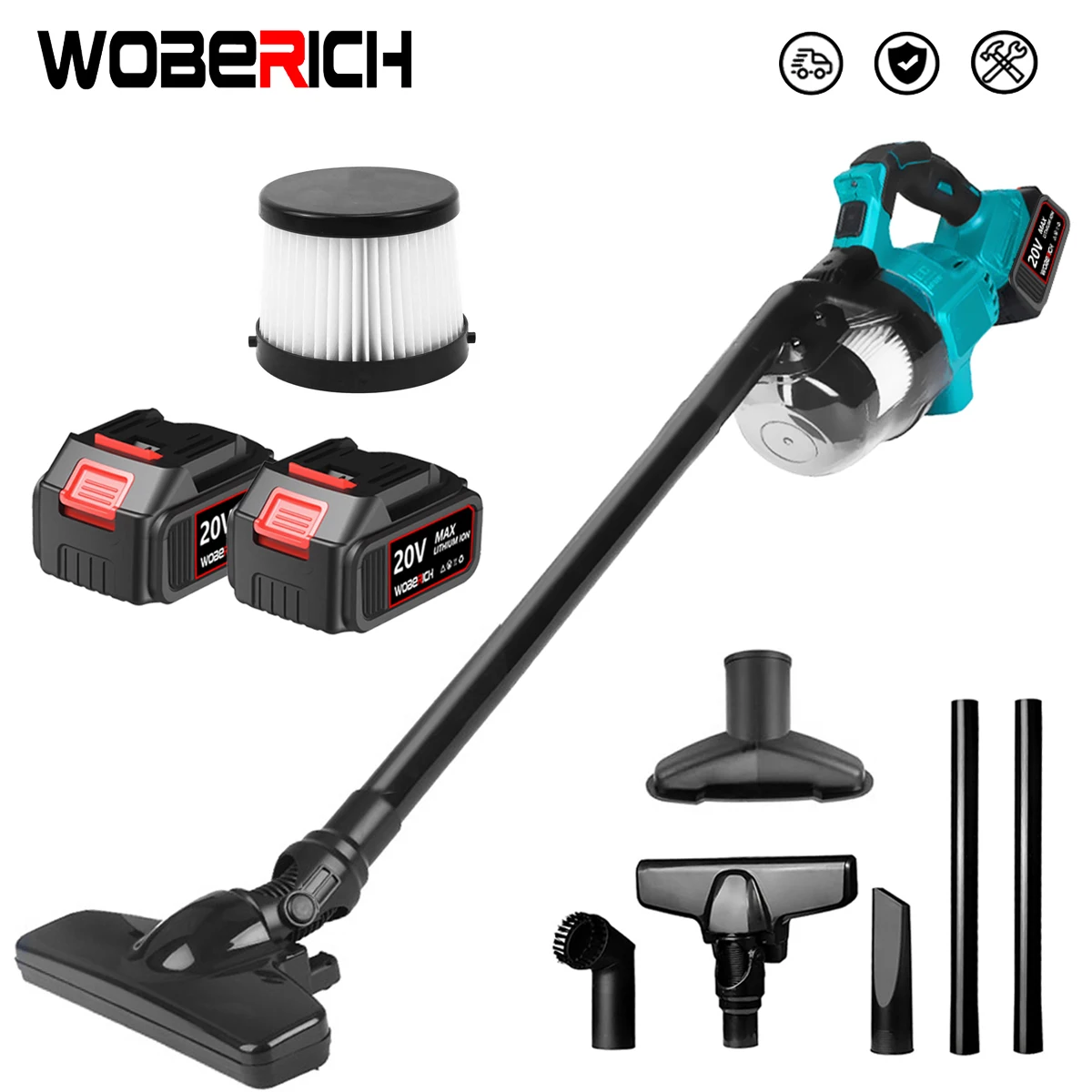WOBERICH cordless vacuum cleaner handheld power clean vacuum cleaner multi function dust carpet collect machine Makita 18v battery