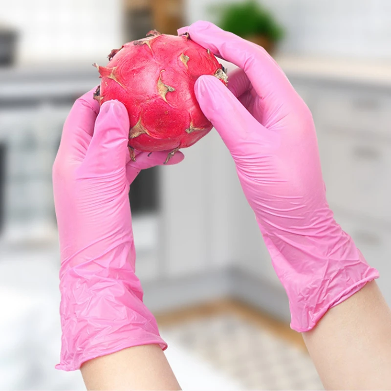 Disposable Gloves Nitrile Latex Free Small Medium Girl Woman Rose Exam Gloves For Housework Baking Hair Work X-Small