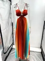 Sexy Gradient Hollow Out Maxi Dress Women Backless Sleeveless Sling Long Dresses 2025 Summer Vacation Boho Beach Satin Robes - Image 5