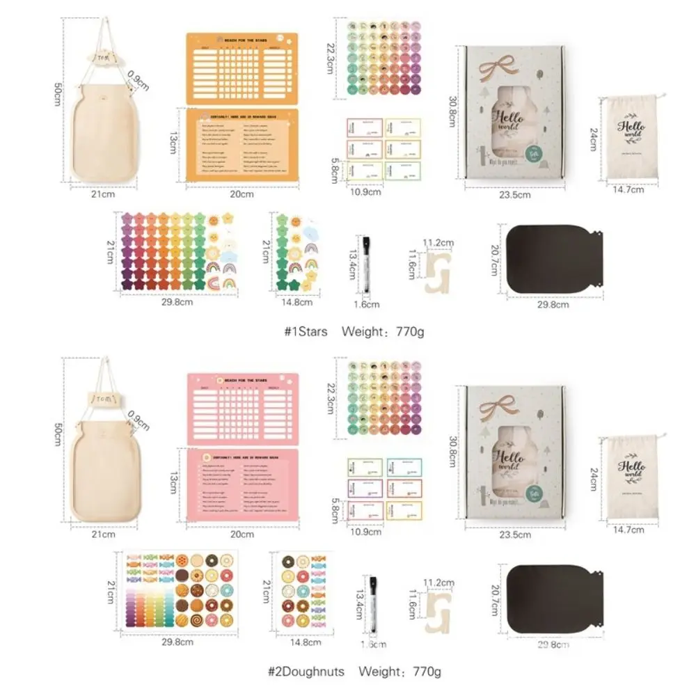 With Star Or Donuts Wooden Reward Bottle Education Accessories Behavior Chart Reward Jar Goal Setting Positive Motivation