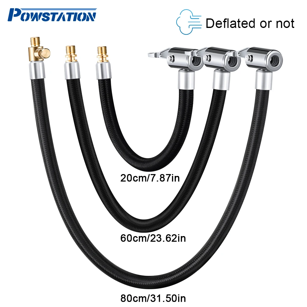 Powstation 20/60/80 Cm Car Tyre Inflator Hose Deflated Tyre Hand Air