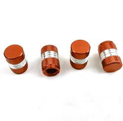 Set of 4 Colorful Aluminum Valve Caps - Metal Tire Dust Covers (Orange  4)