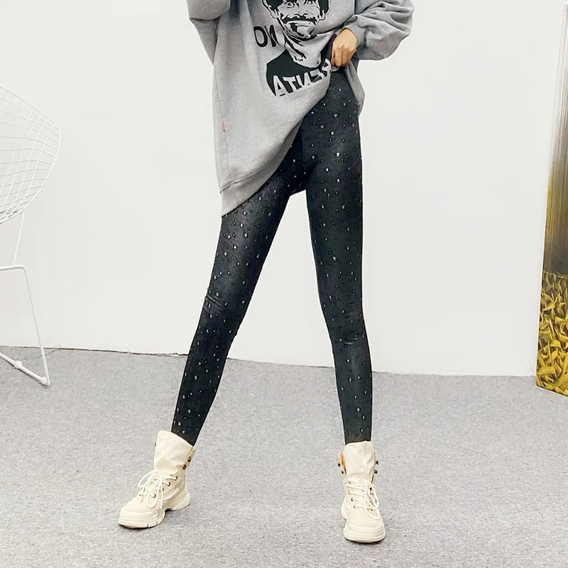 Summer Spring Black Star Leggings Women's Fitness High Waist Running Workout Yoga Pants Tight Bottoms