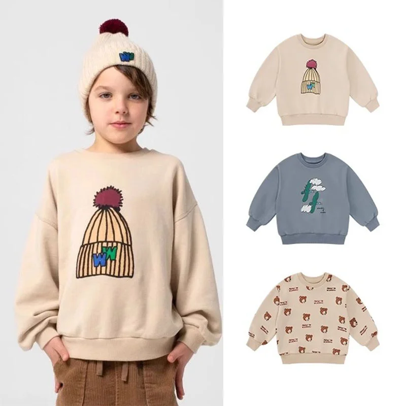 

EnkeliBB модная детская толстовка для мальчиков с изображением медведя, стильная повседневная одежда для маленьких мальчиков, зимние топы