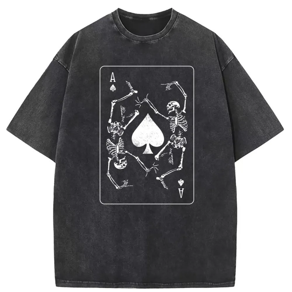 

Spades Skull Funny Tshirt Sweatshirts Fitness Long Sleeve Funky Tshirt Washed Geek Halloween Men Summer Fall Retro T Shirts