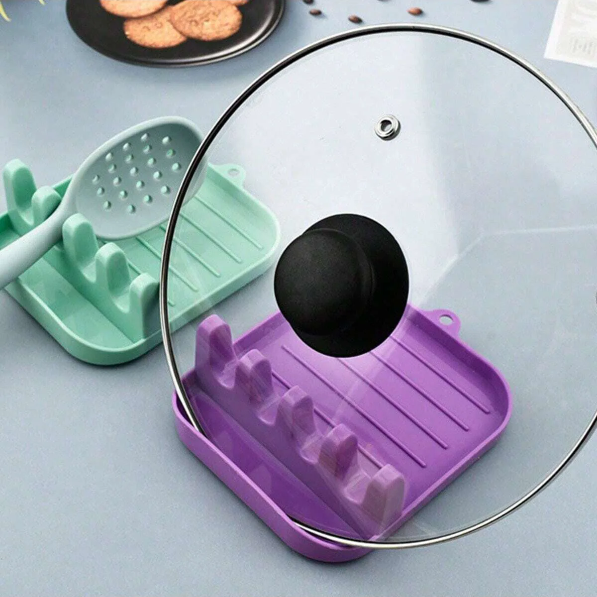 1pc Household Multifunctional Spatula Rack, Kitchen Shovel Spoon Storage Rack, Sitting Cutting Board Spatula Pot Cover Shelf