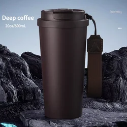 Premium 600ml Insulated Stainless Steel Travel Tumbler with Lid - 600 ml (Dark coffee)