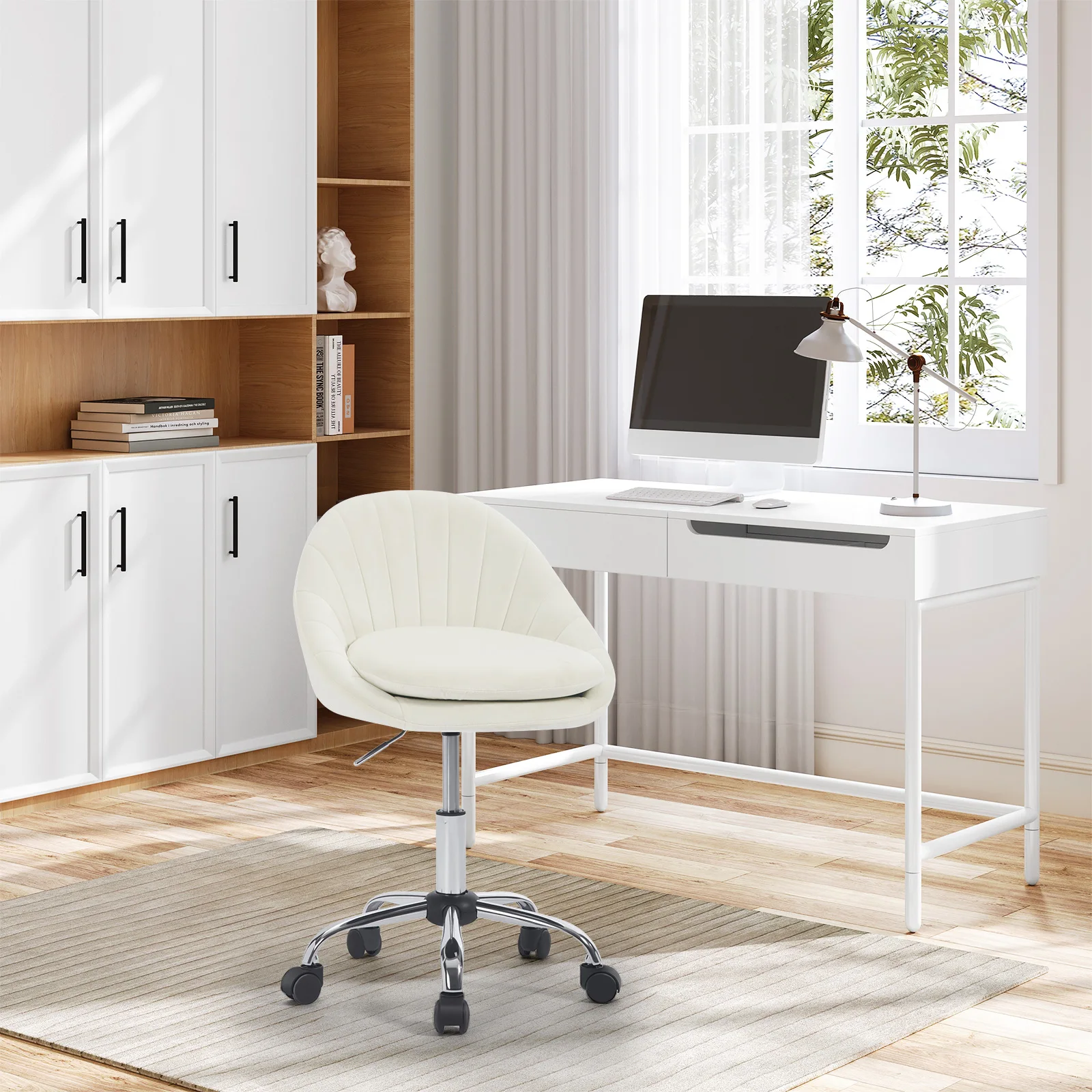 WOLTU Drehbarer Bürostuhl mit Rollen, Schreibtischstuhl, ergonomischer Make-up- und Kosmetikstuhl für Zuhause, Schreiben, Lernen, Schlafzimmer – Detail 9