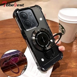 Clear Shockproof Magnetic Case with Plating for Smartphones - Transparent Silicone Cover (Black)