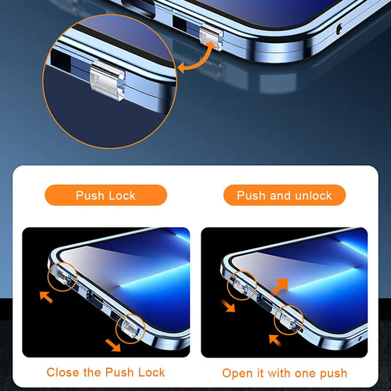 Double Glass Anti-Peeping Privacy Magnetic Adsorption Case For iPhone 15 14 13 12 Pro Max Plus With Camera Lens Protection Cover