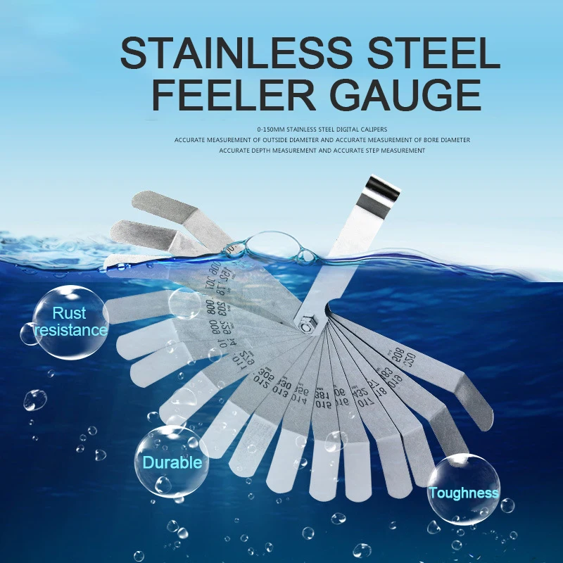 Feeler gauge Metric 0.127-0.508mm feeler thickness gauge 16 blades 0.005-0.020 Inch gap filler gauge measurement engine valve adjustment