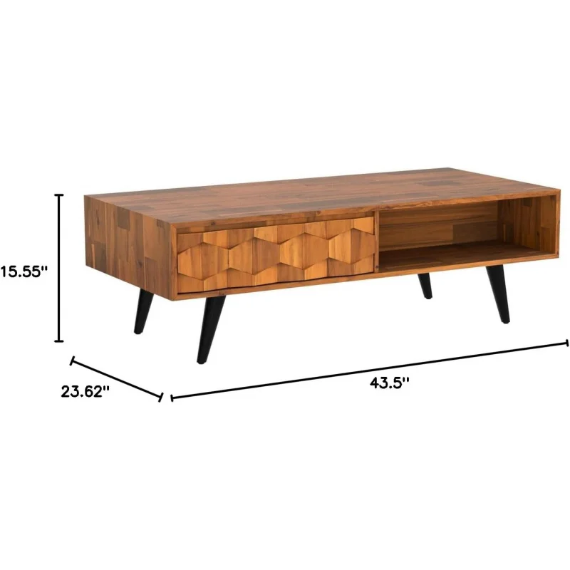 Bme Georgina Solid Wood Coffee Tables for Living Room,Coffee Table Mid Century Modern with 2 Symmetrical Storage Drawers &amp