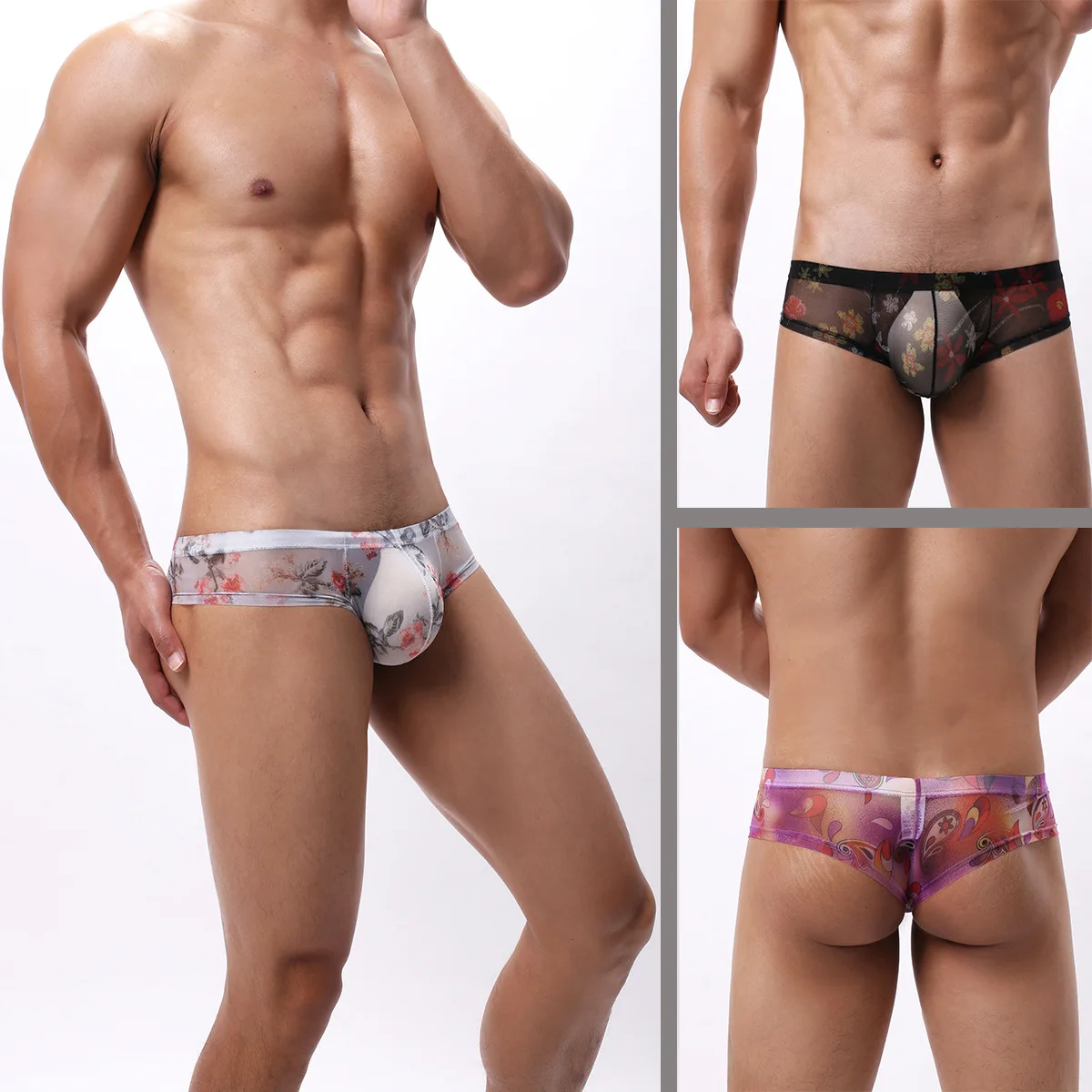 Sexy Men Boxers Bohemian Style European Perspective Comfortable Printing Small Boxer Shorts Pants U-shaped Bag Men's Underwear