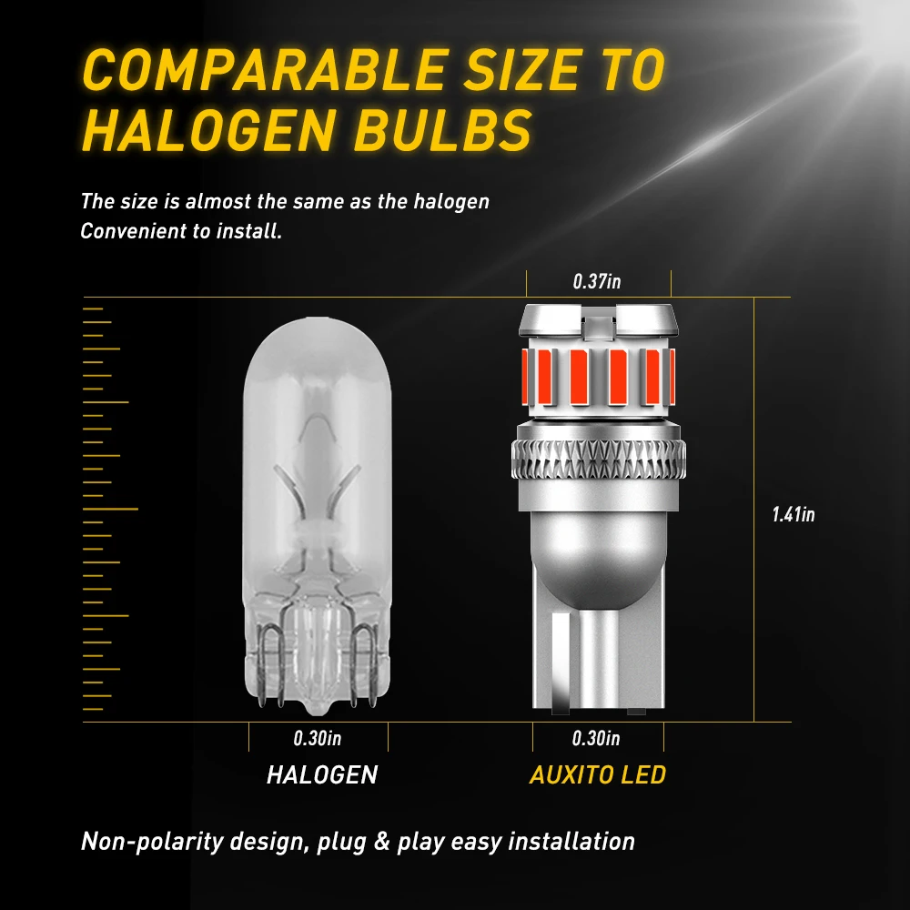 AUXITO 2Pcs Canbus T10 LED  W5W LED    ڵ ׸ Ʈũ  ̵ Ŀ ȣ    Ķ