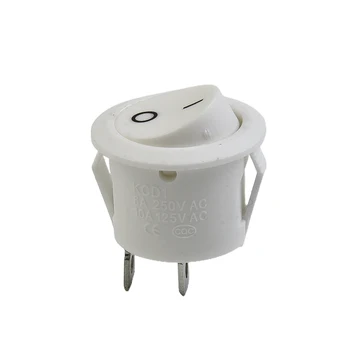 캠핑카 밴 로커 스위치, 캐러밴 보트 미니 모터홈 ON-OFF 라운드 스냅인 터미널, 흰색 2 핀 2 스톨 20mm 5 개, 6A250V, 신제품