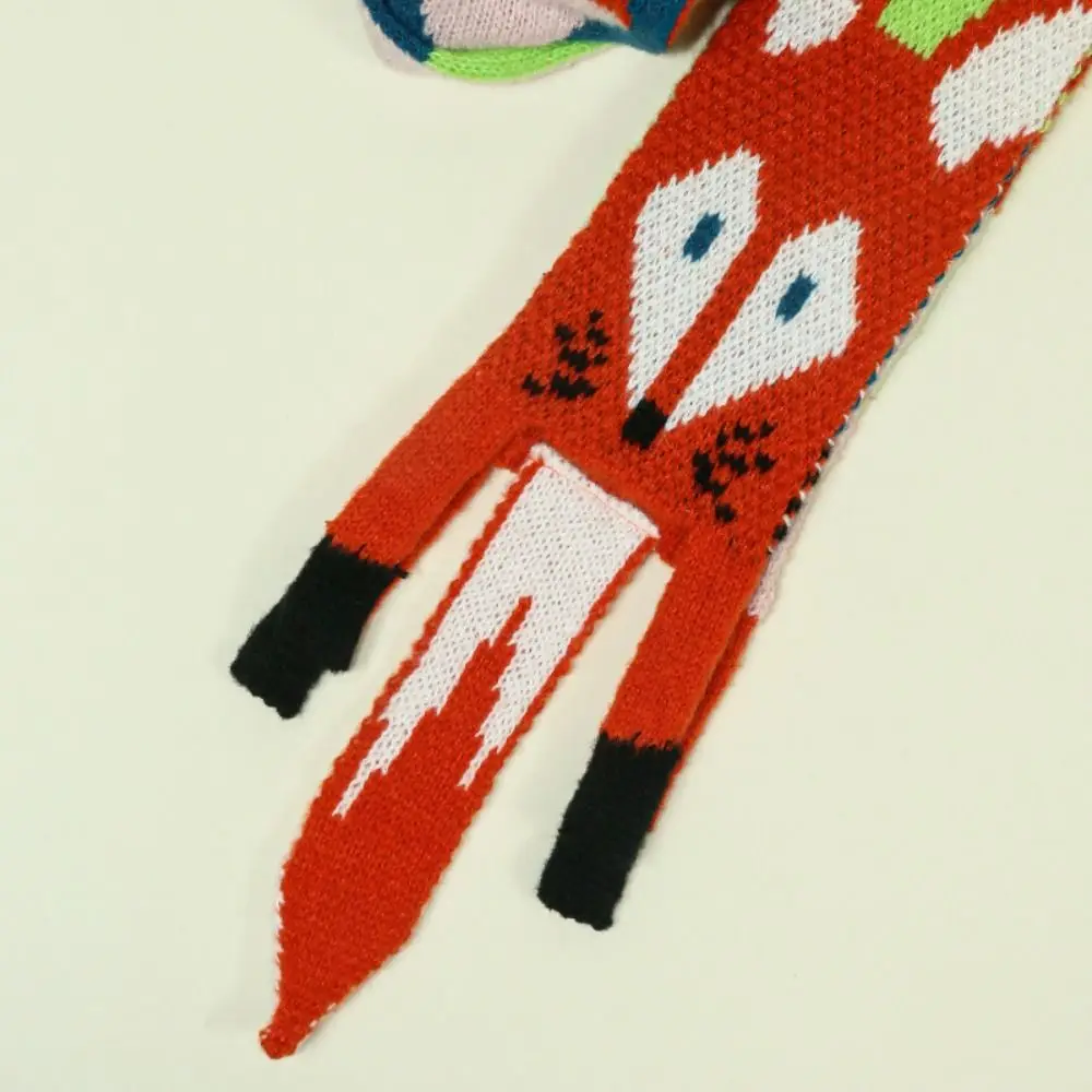 Versatile Japanese Style Knitted Scarf Animal Imitation Cashmere Cartoon Fox Scarf Trendy Autumn Winter Warm Shawl Wrap
