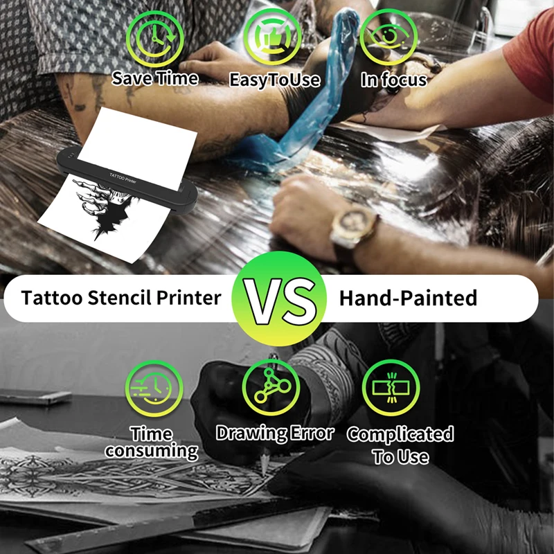 A4 Matte Wireless Tattoo Transfer Stencil Printer Tattoo Transfer Thermal Copier Machine Compatible with Smartphone & PC 7