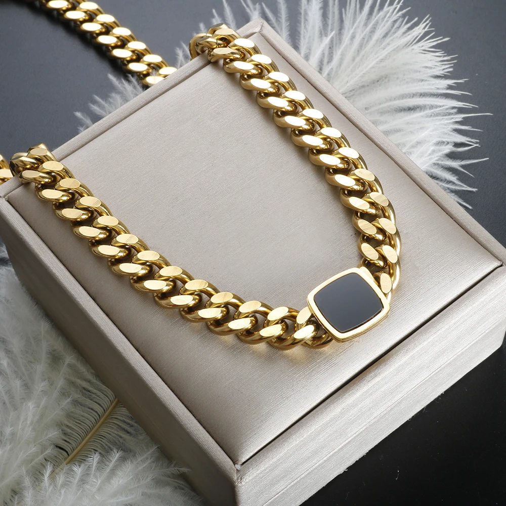 TseenYi Punk Serpente Collana Ciondolo Oro Chunky Catena Choker Neckalce Verde Cristallo Vintage Serpente Collana Spessa Curb Catena Serpente Catena Chunky Collana Gioielli Per Le Donne Ragazze