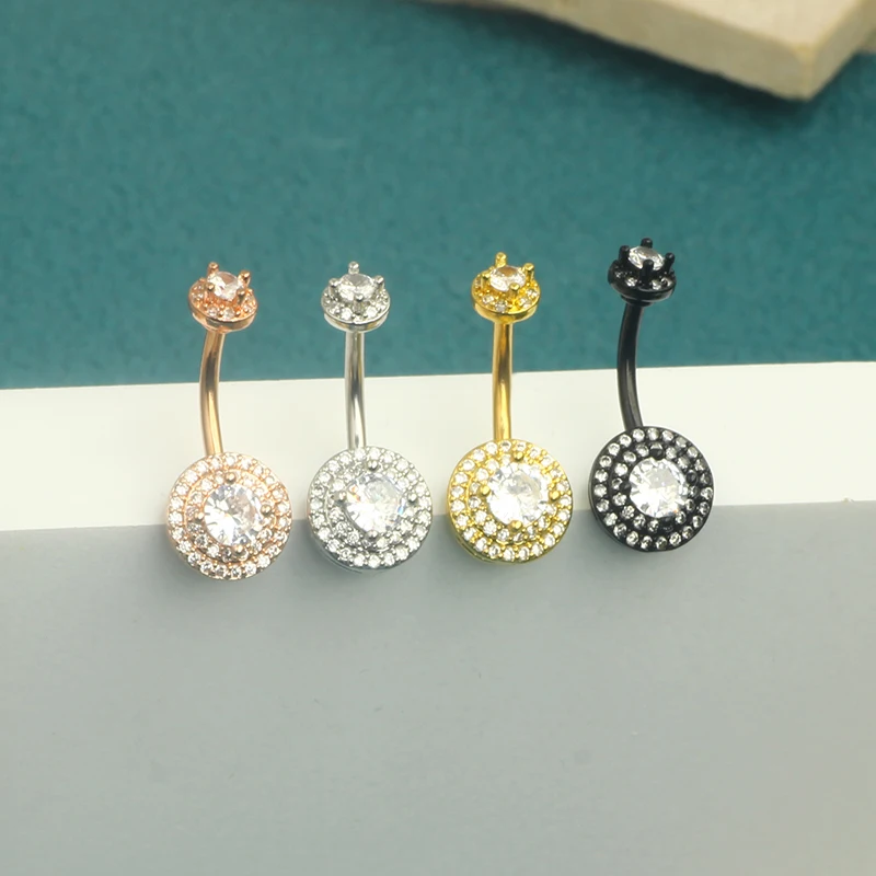 Surgical Steel AAA Crystal Belly Button Rings Zircon Heart Navel Piercing Reverse Cute Belly Button Piercing Sexy Navel Ring mix